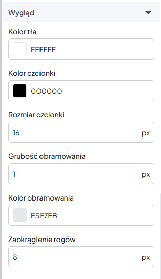 Sekcja wyglądu modułu